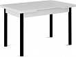 стол Милан-1 EVO 110х70 (+30+30) (ноги 4 чёрный) (Белый цемент)